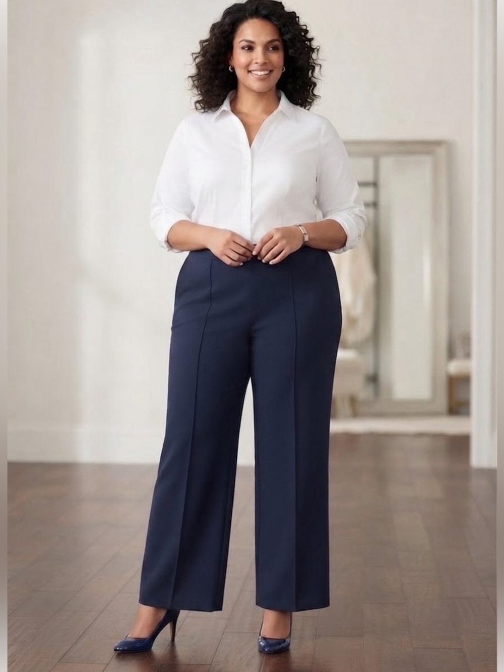 Jones New York Navy Wide-Leg Dress Pants for Women